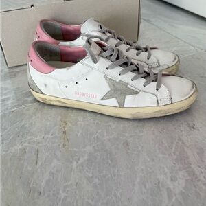 Golden Goose Women's White and Pink Star Superstar Sneaker